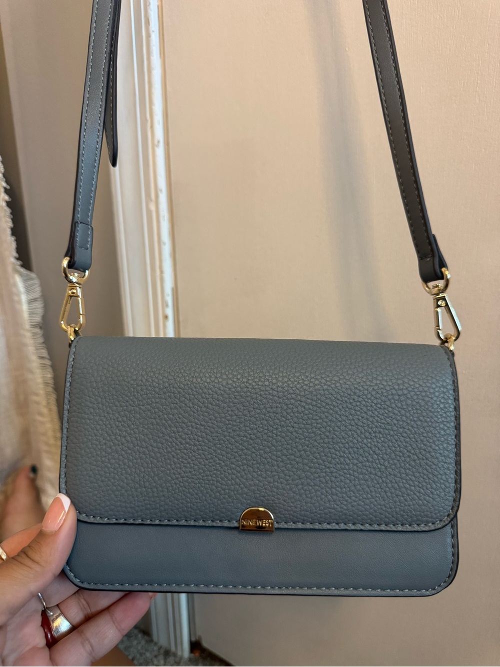 Nine West Light Blue/Gray Crossbody Bag with Gold Hardware